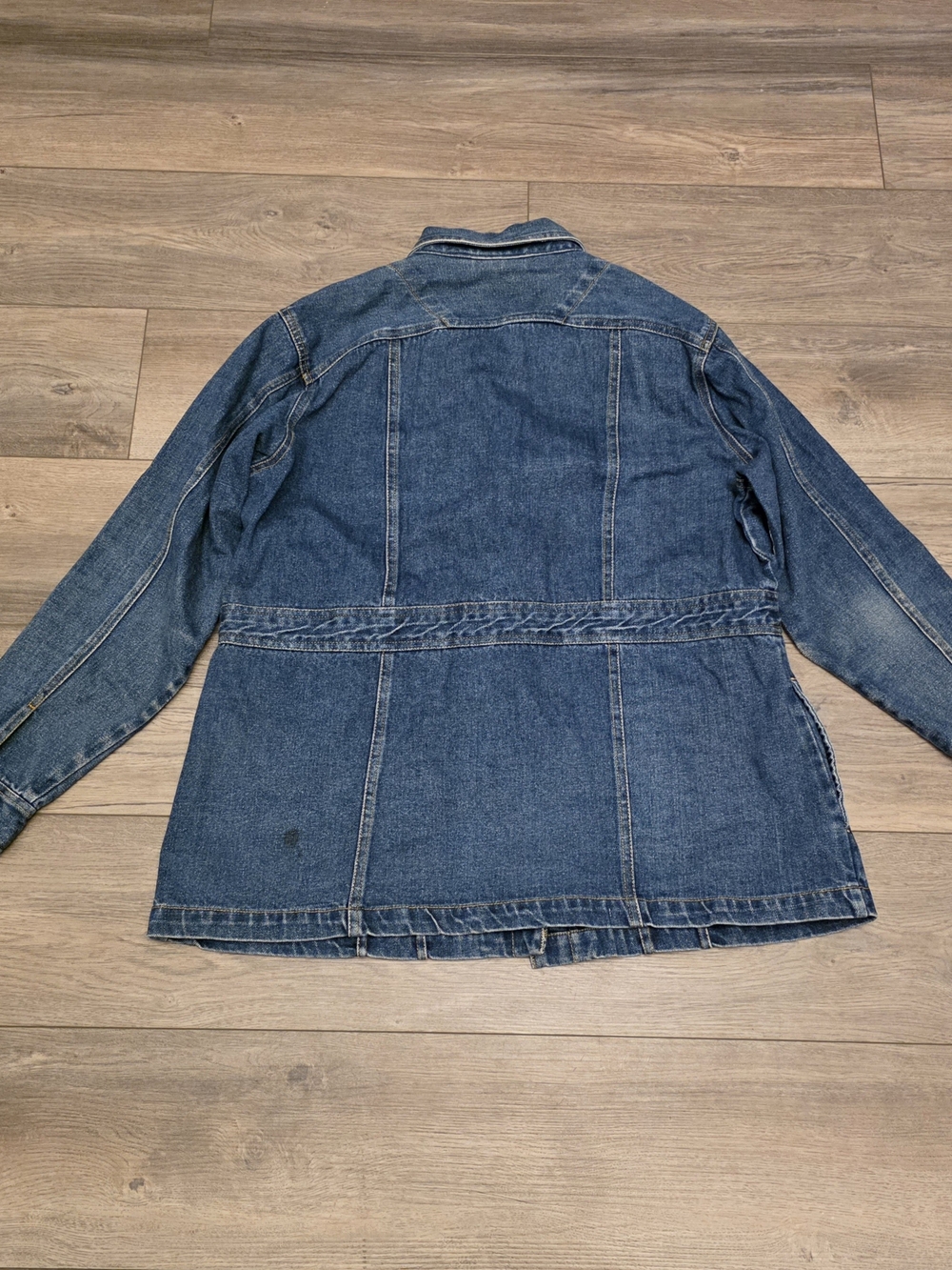 Vintage 90s Bill Blass Jeans Denim Chore Jacket / Longline Coat Size XL - Picture 2 of 10